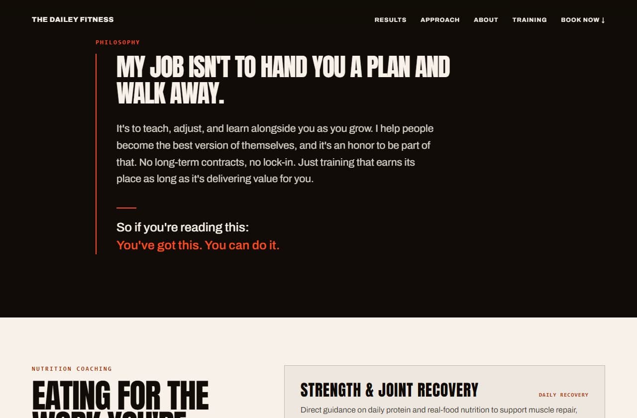 The Dailey Fitness philosophy section